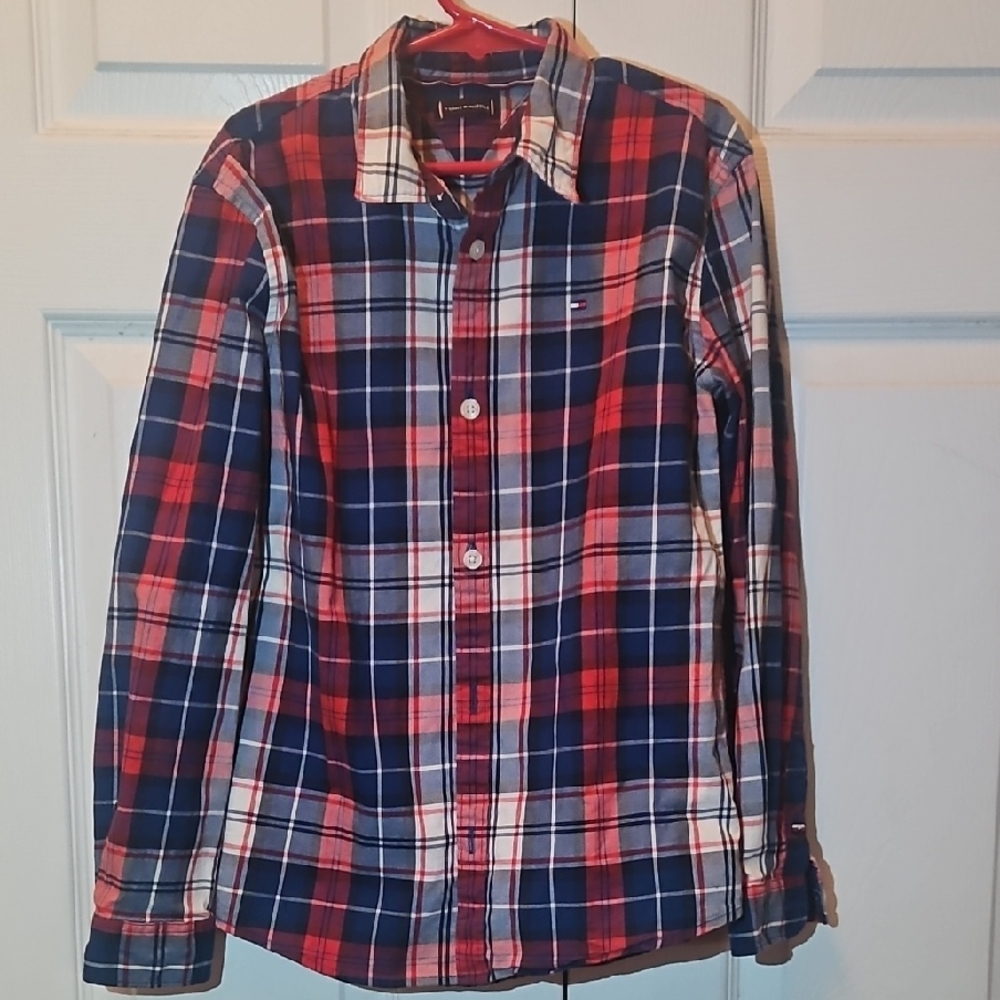 Tommy Hilfiger Boy's Checkered Shirt - Navy, Red, and White